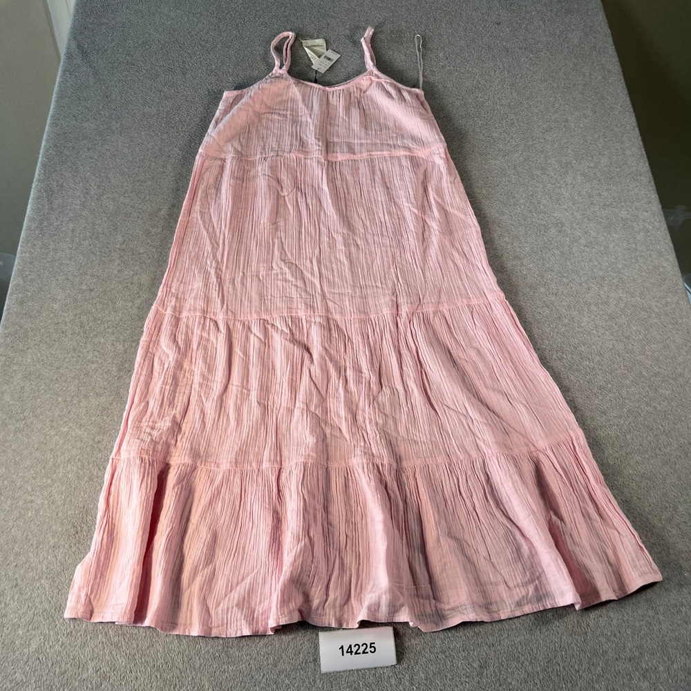 NWT Salty Lemon Tiered Maxi Dress Womens XL Ice Pink Round Neck Spaghetti Straps